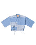 Striped button up tie shirt. Blue